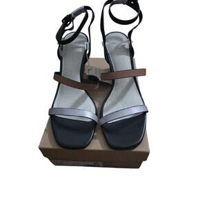 Sanctuary Wink Leather Wedge Sandals 9.5M Strappy Wood Heel NEW Ankle Strap